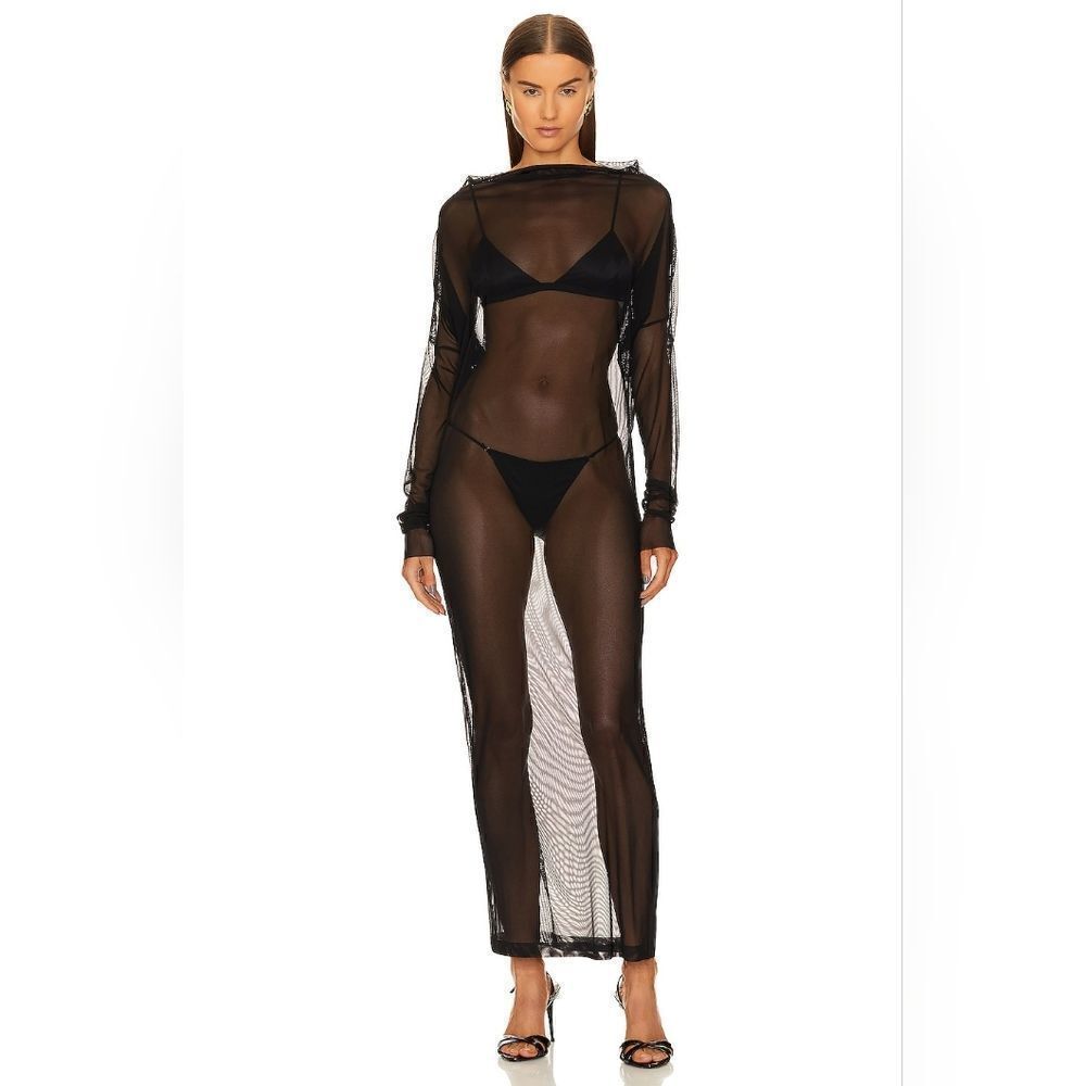ALL IN ONE GOWN IN BLACK MESH